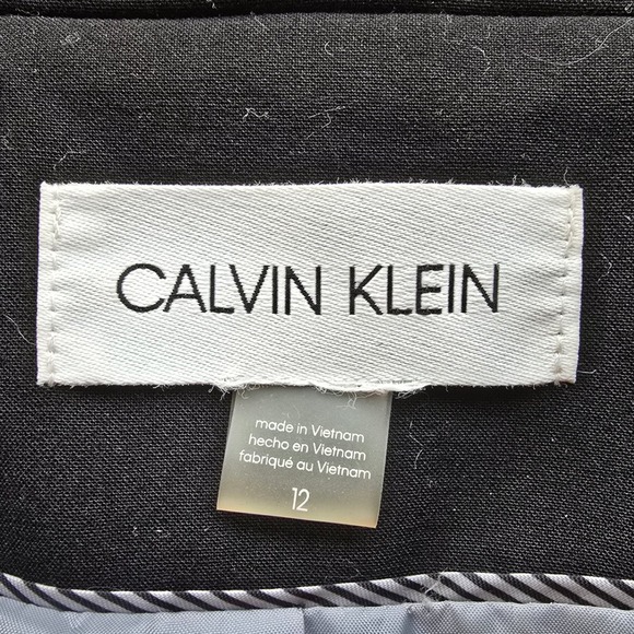 Calvin Klein Women Blazer Size 12 Black Single Button Tailored Career Jacket - Picture 8 of 9